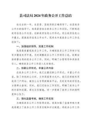 县司法局2024年政务公开工作总结