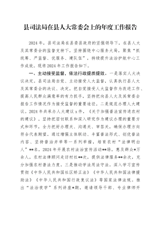 县司法局在县人大常委会上的年度工作报告