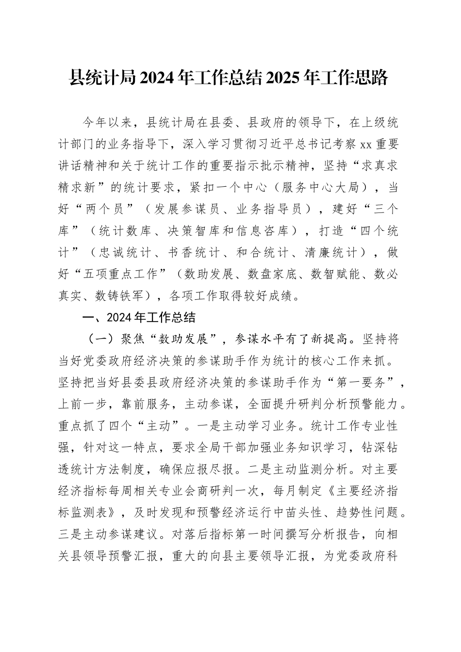 县统计局2024年工作总结2025年工作思路（2）_第1页