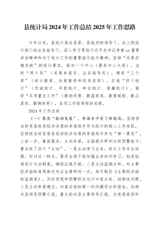 县统计局2024年工作总结2025年工作思路（20241118）