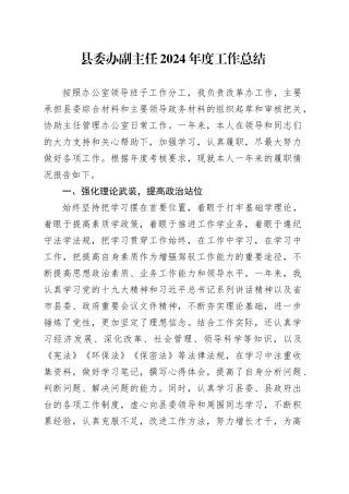 县委办副主任2024年度工作总结