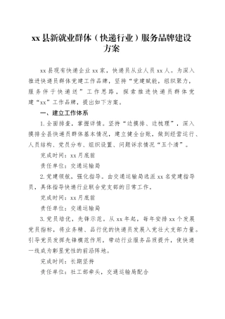 县新就业群体（快递行业）服务品牌建设方案