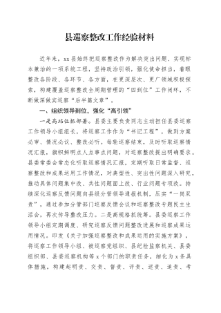 县巡察整改工作经验材料总结汇报报告20250101