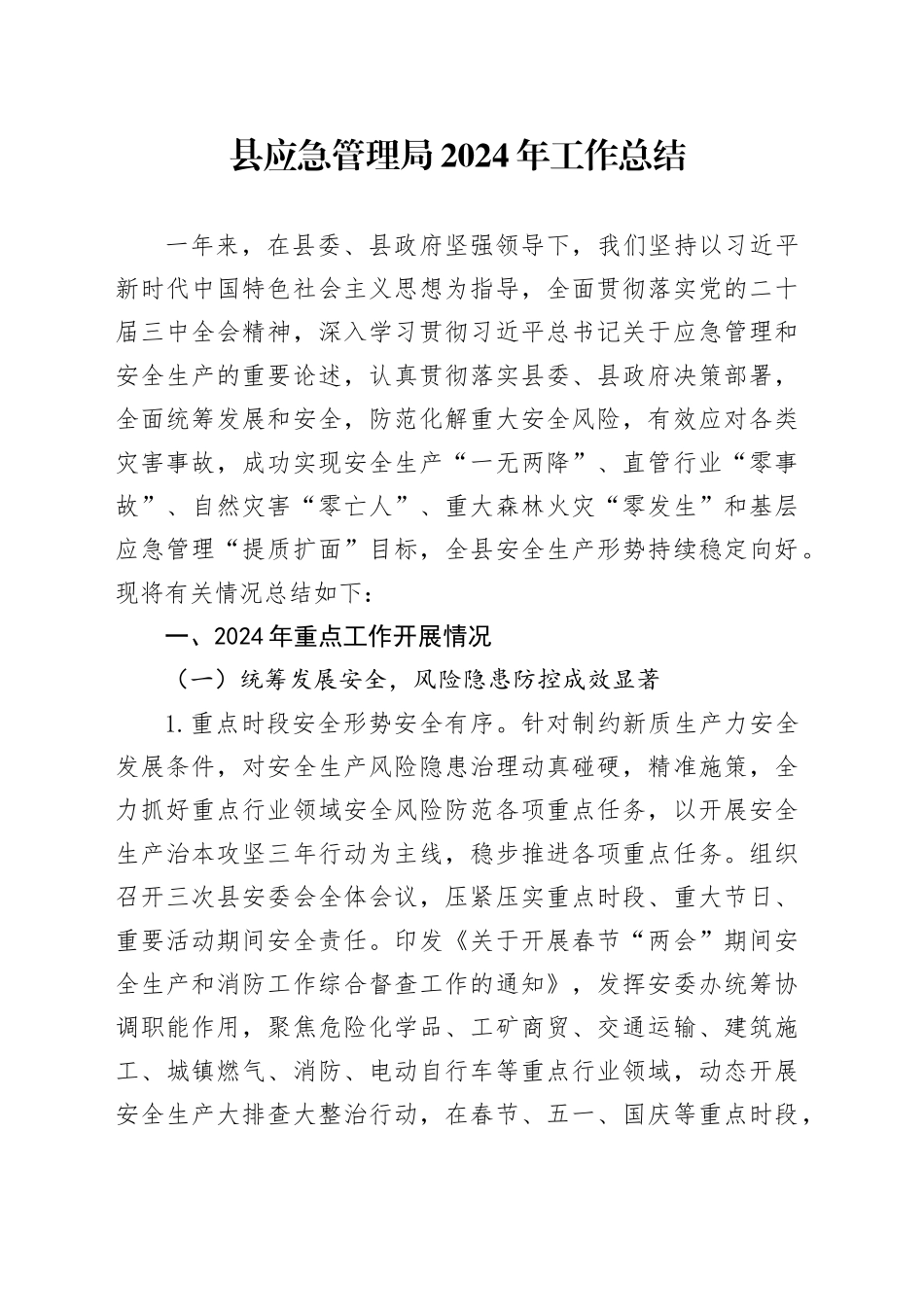县应急管理局2024年工作总结_第1页