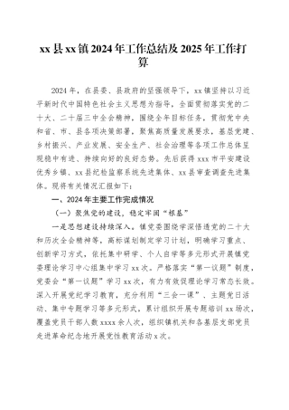 县镇2024年工作总结及2025年工作打算