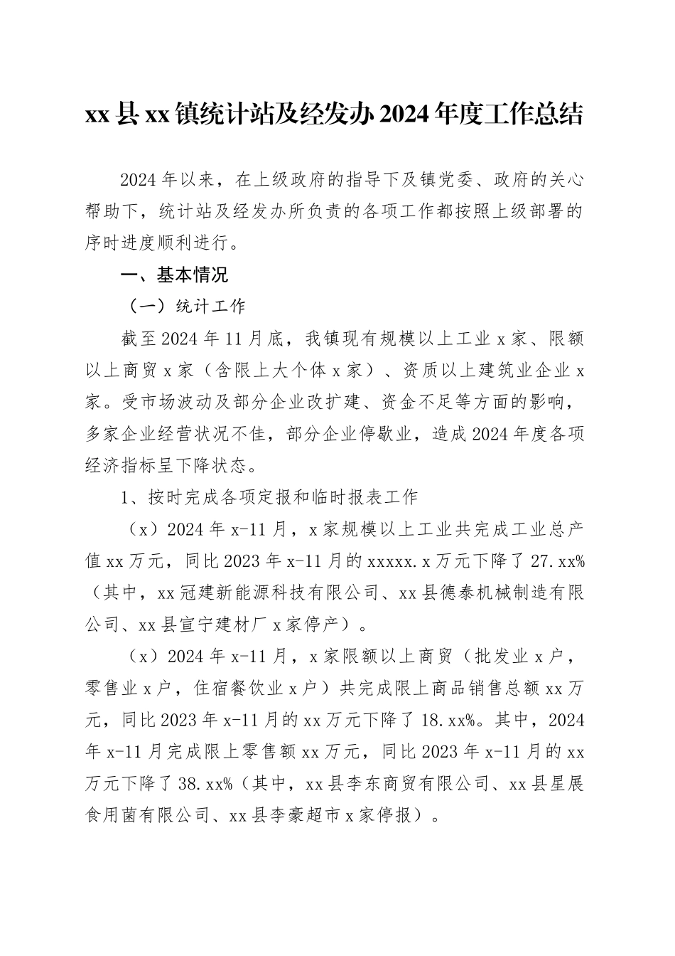 县镇统计站及经发办2024年度工作总结_第1页