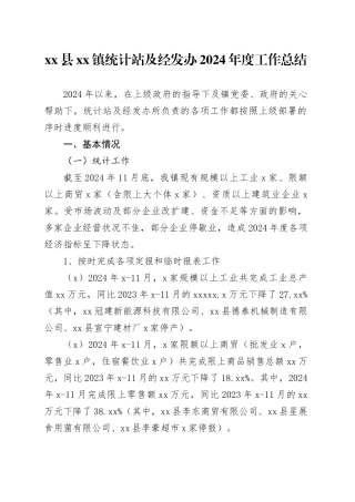 县镇统计站及经发办2024年度工作总结
