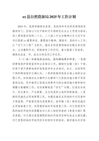 县自然资源局2025年工作计划