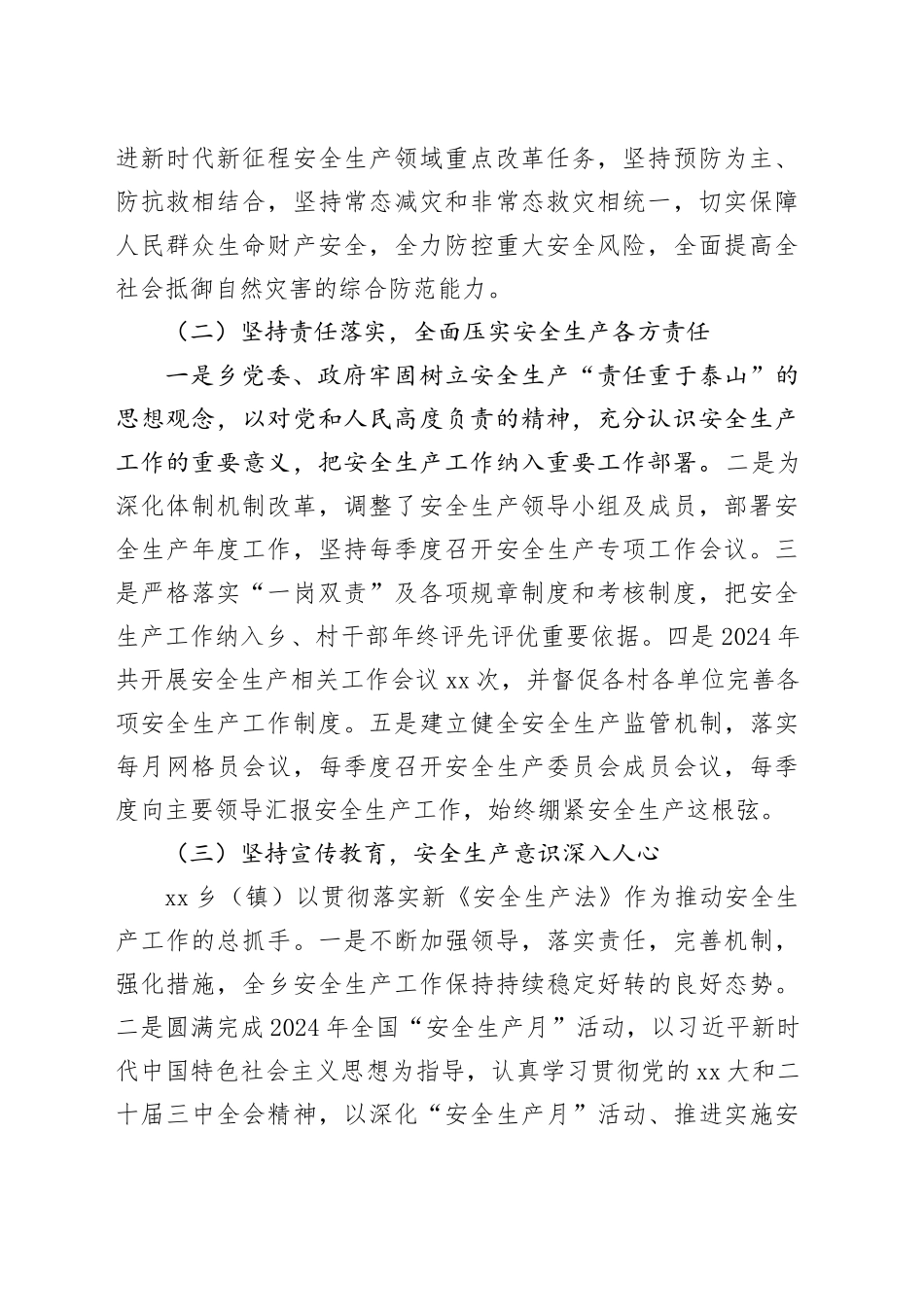 乡（镇）2024年安全生产工作总结_第2页