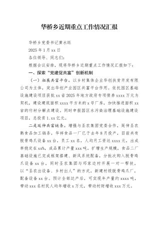 乡近期重点工作情况汇报（20250122）