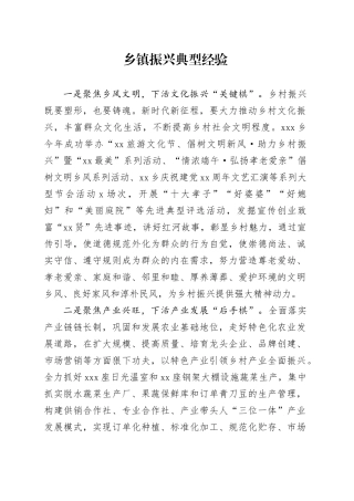 乡镇街道振兴典型经验