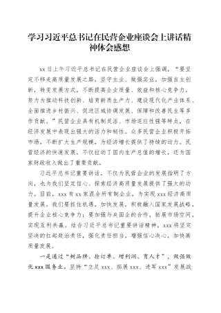 学习习近平总书记在民营企业座谈会上讲话精神体会感想（修改后）