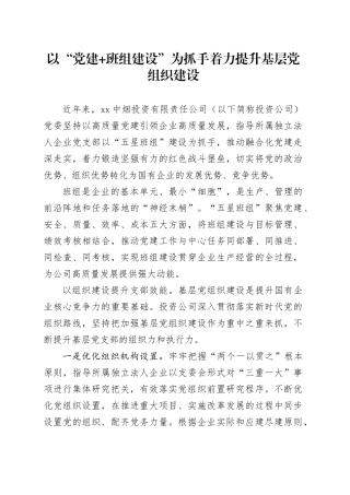 以“党建 班组建设”为抓手着力提升基层党组织建设