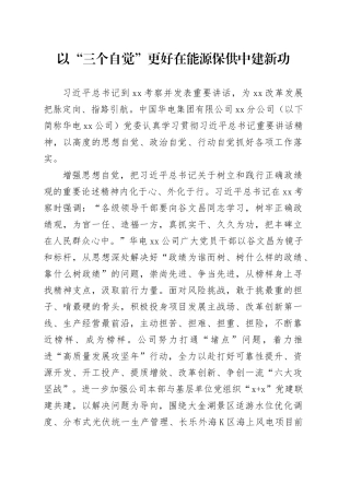 以“三个自觉”更好在能源保供中建新功