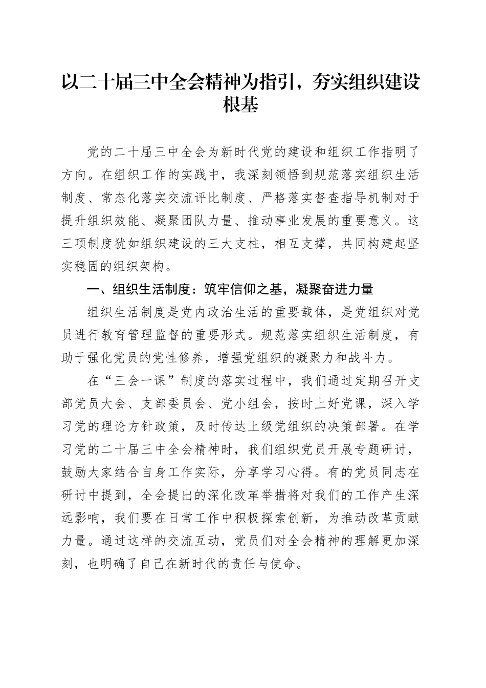 以二十届三中全会精神为指引，夯实组织建设根基_第1页