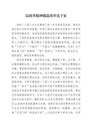 以改革精神锻造改革实干家