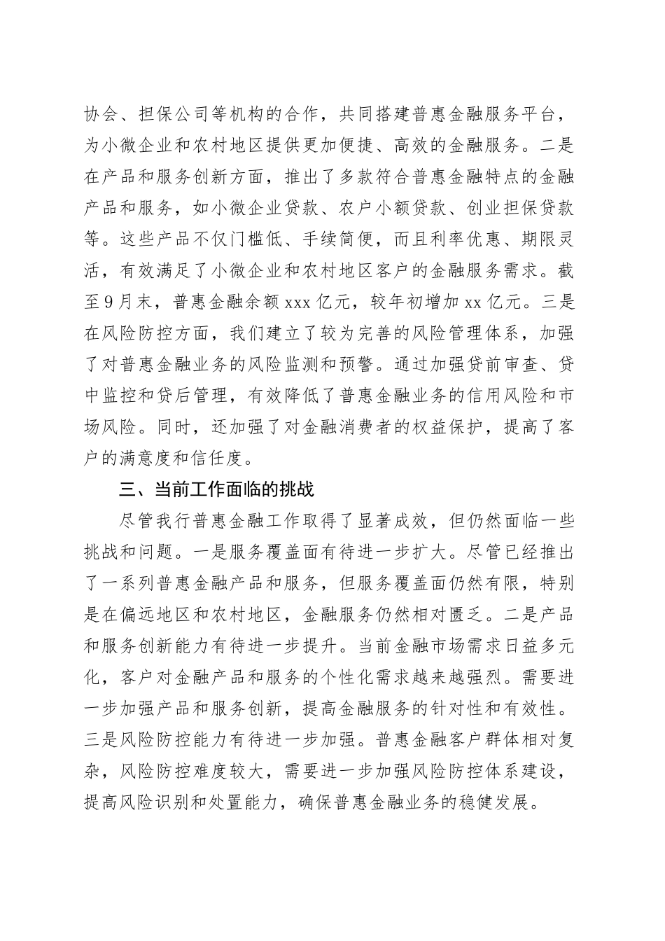 银行行长在普惠金融专题会上的发言材料_第2页