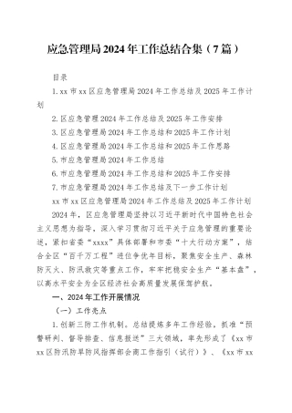 应急管理局2024年工作总结合集（7篇）