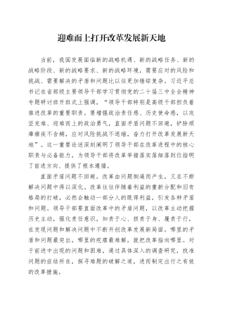 迎难而上打开改革发展新天地