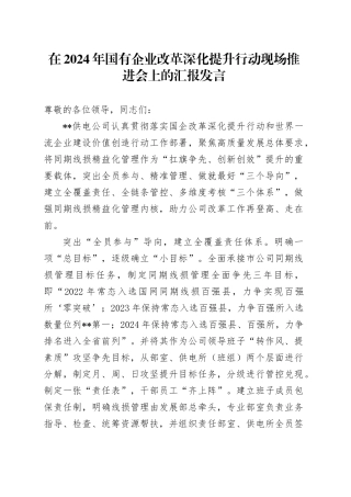 在2024年国有企业改革深化提升行动现场推进会上的汇报发言