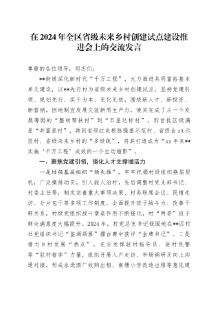 在2024年全区省级未来乡村创建试点建设推进会上的交流发言