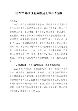在2025年度区委务虚会上的讲话提纲
