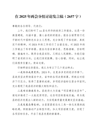 在2025年两会分组讨论发言稿（2657字）
