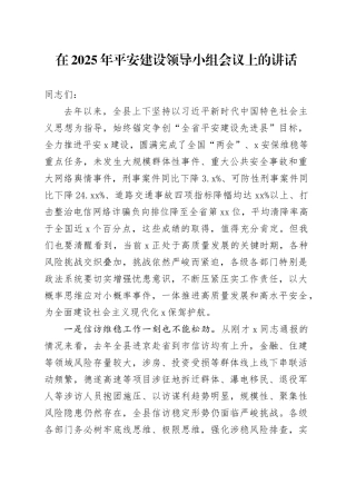 在2025年平安建设领导小组会议上的讲话