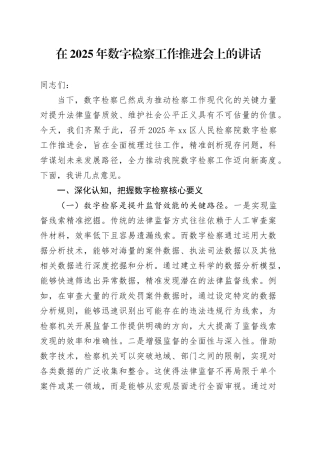 在2025年数字检察工作推进会上的讲话