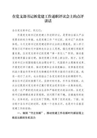 在党支部书记抓党建工作述职评议会上的点评讲话