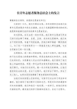 在青年志愿者服务总结会上的发言