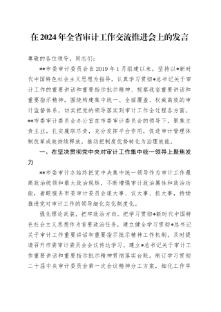 在全省审计工作交流推进会上的发言