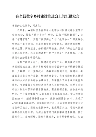 在全县数字乡村建设推进会上的汇报发言