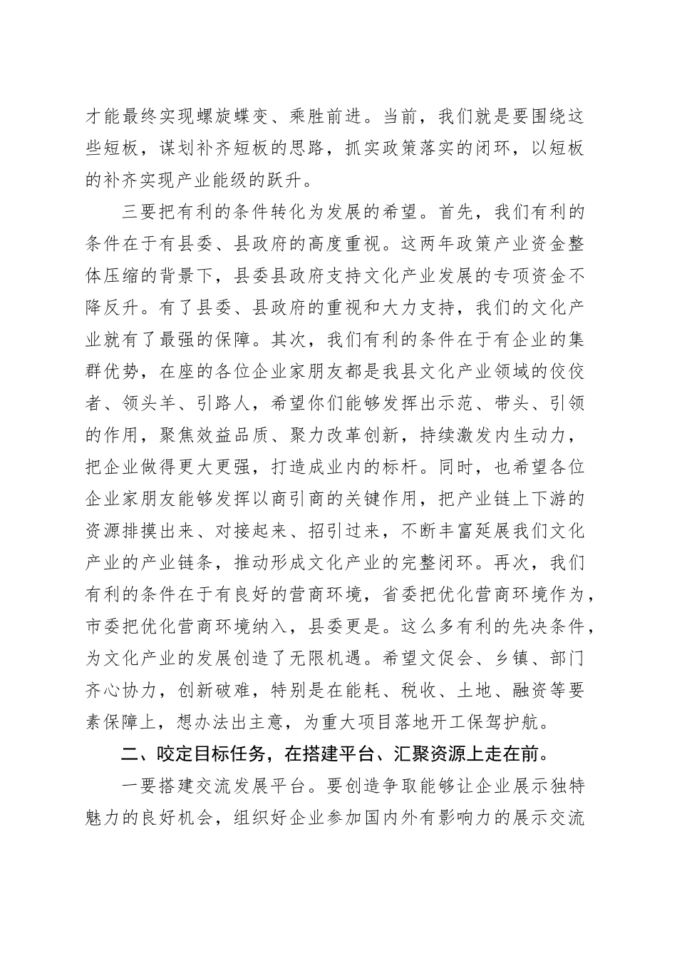 在全县文化产业促进会换届大会上的讲话_第2页