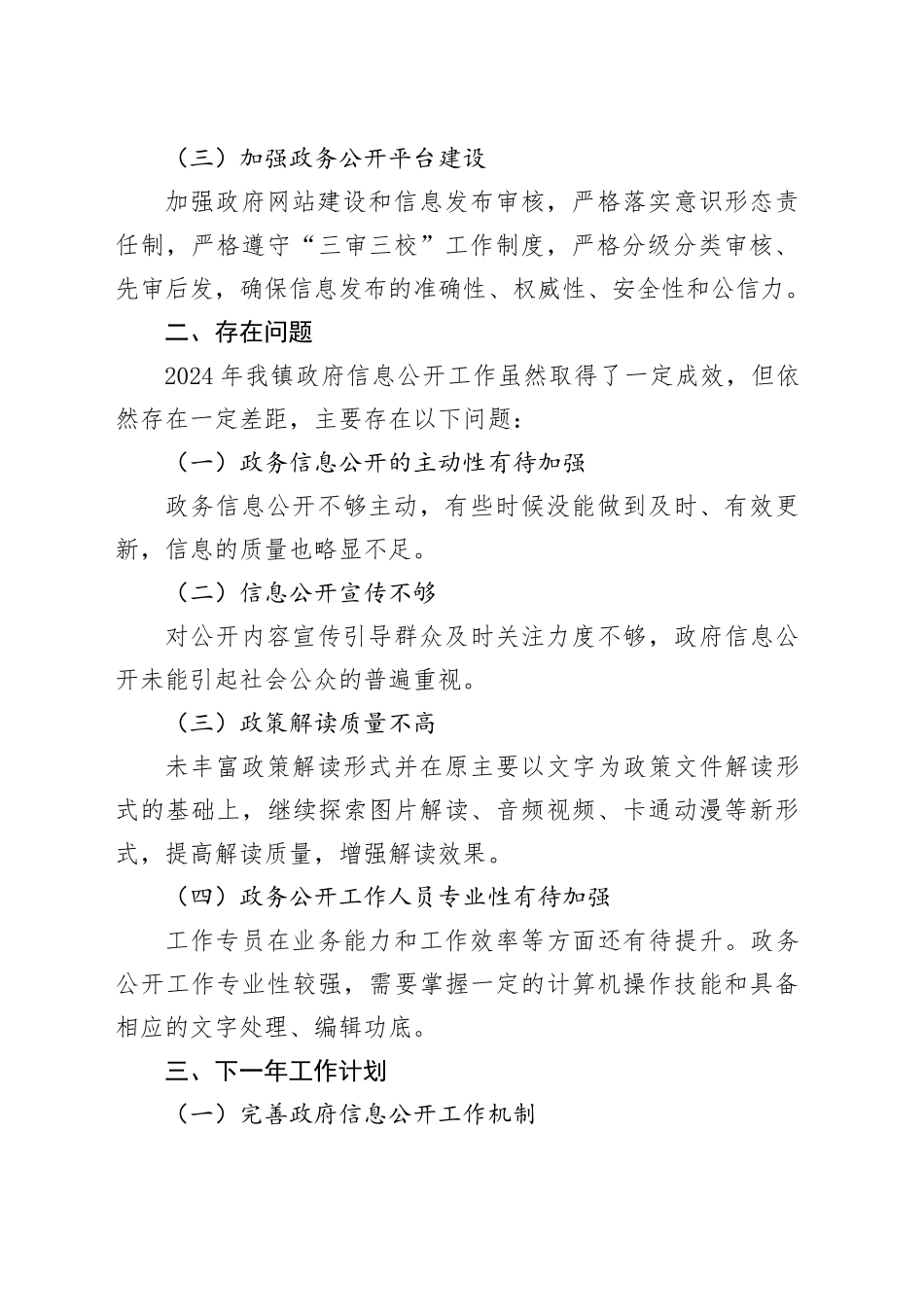 镇2024年度政务公开工作总结和下一年工作计划_第2页