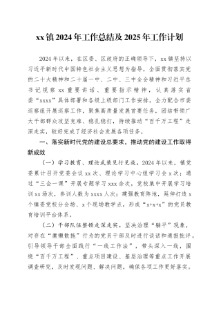 镇2024年工作总结及2025年工作计划（20241115）