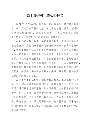 镇干部驻村工作心得体会