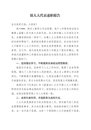 镇人大代表2024述职报告