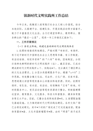 镇新时代文明实践所工作总结