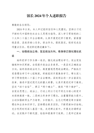 镇长2024年个人述职报告