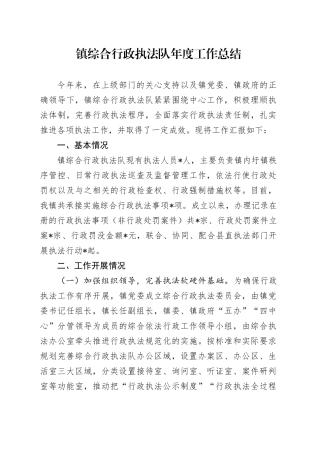 镇综合行政执法队年度工作总结