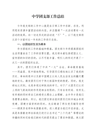 中学团支部工作总结