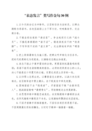 “表态发言”类写作金句30例