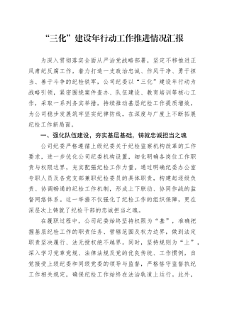 “三化”建设年行动工作推进情况汇报
