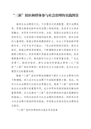 “三新”组织和群体参与社会治理的实践图景
