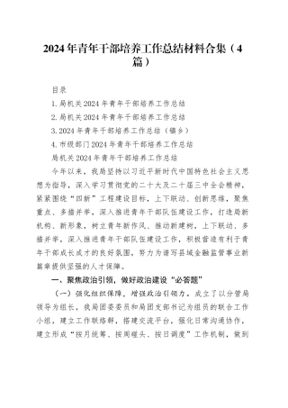 2024年青年干部培养工作总结材料合集（4篇）
