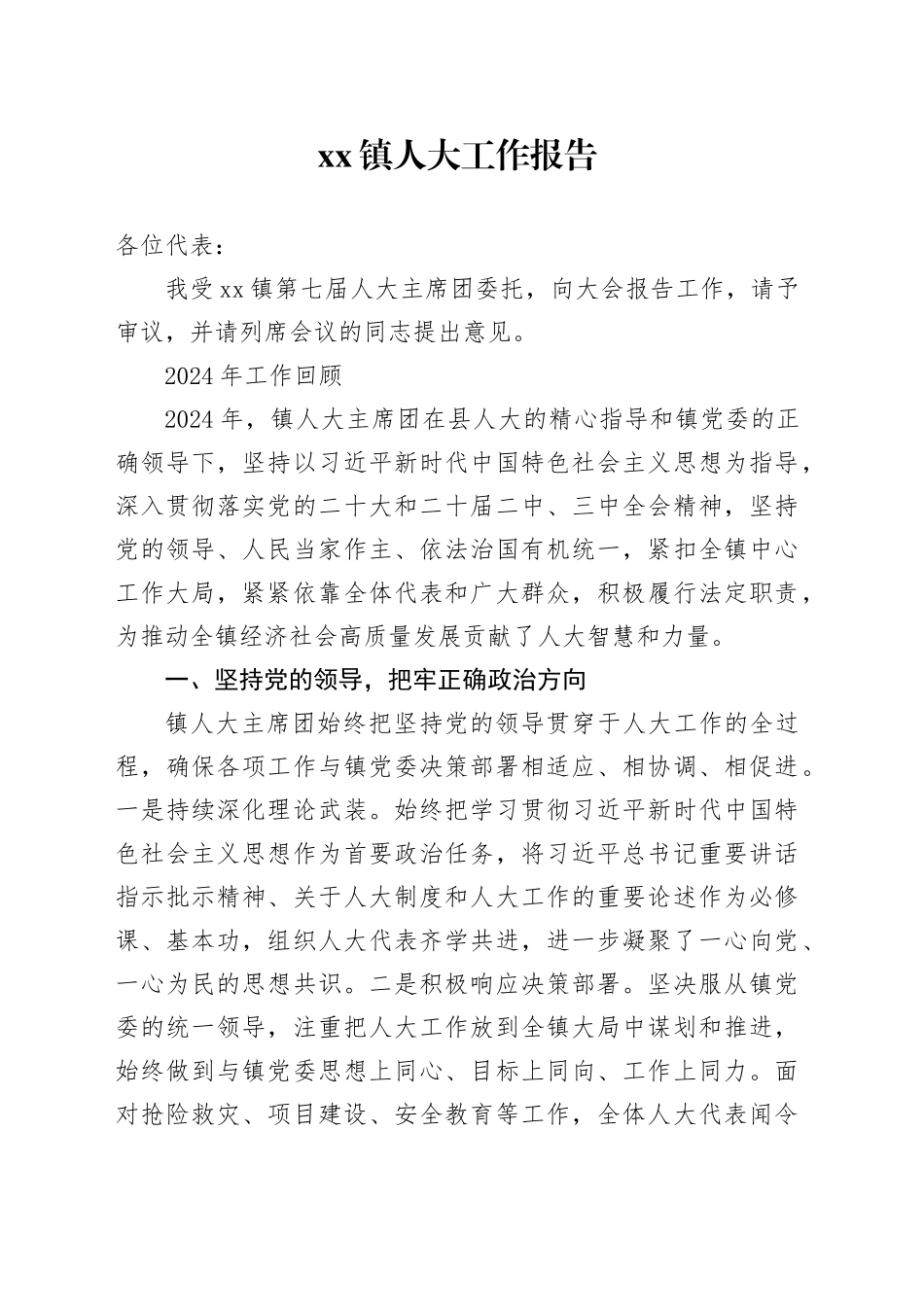 2024年镇人大工作报告_第1页