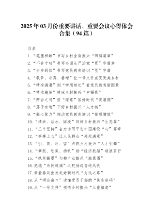 2025年03月份重要讲话、重要会议心得体会合集（94篇）