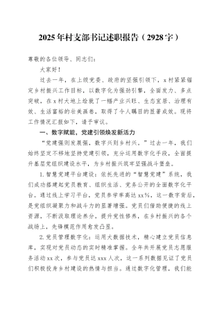 2025年村支部书记述职报告（1）