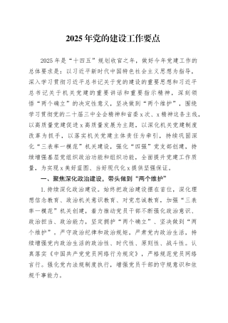 2025年党的建设工作要点
